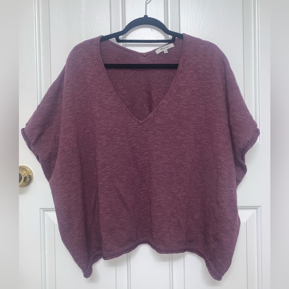 MADEWELL Marled Ellendale Sweater‎ Tee. Plum. COTTON LINEN BLEND. 3X - Picture 2 of 10